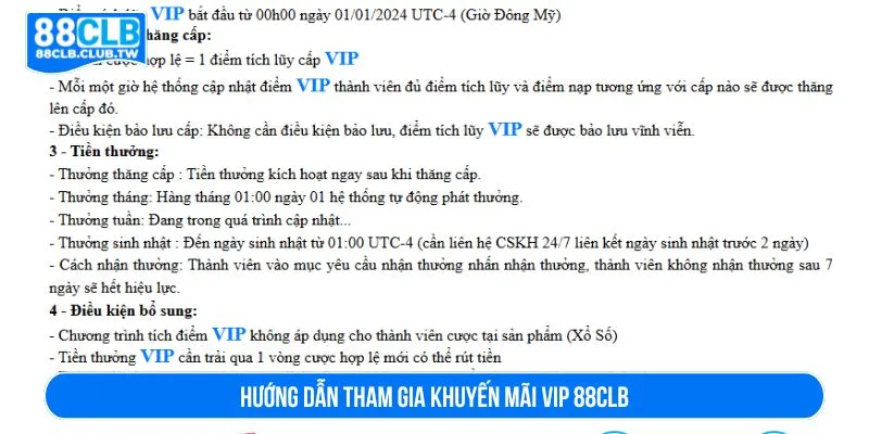 Hướng dẫn tham gia khuyến mãi VIP 88CLB