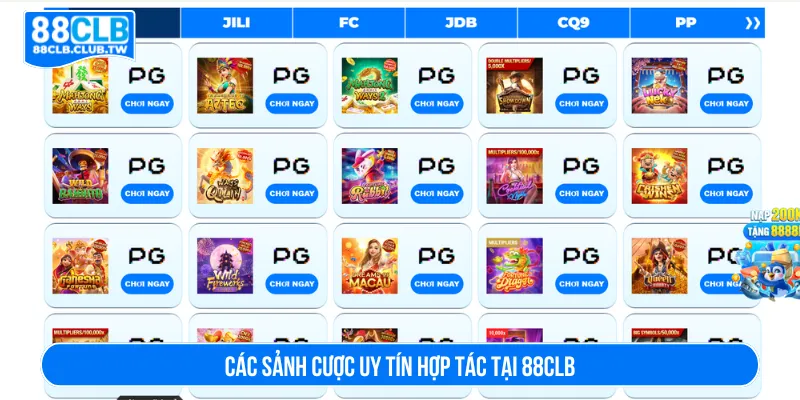 Nhiều sảnh cược 88CLB với đa dạng kho game chất lượng