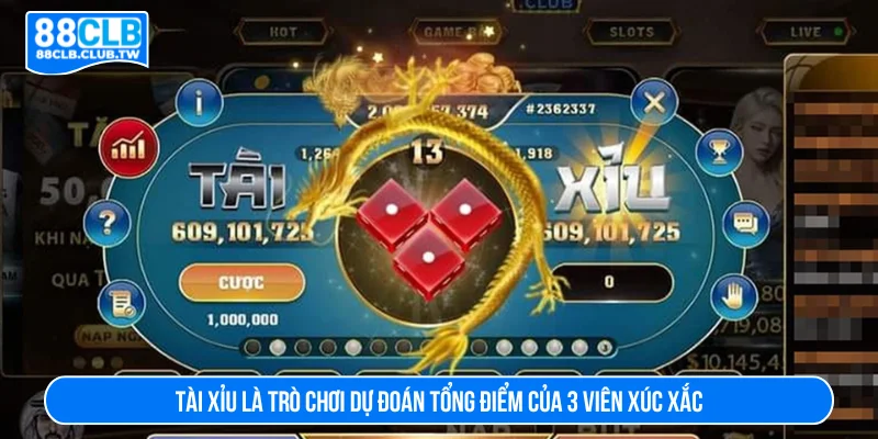 Tài xỉu là trò chơi dự đoán tổng điểm của 3 viên xúc xắc 