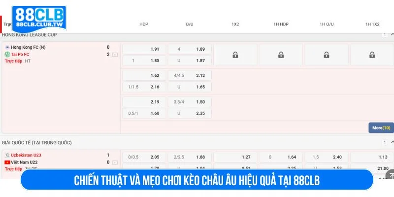 Tham khảo chiến thuật đặt cược kèo châu Âu
